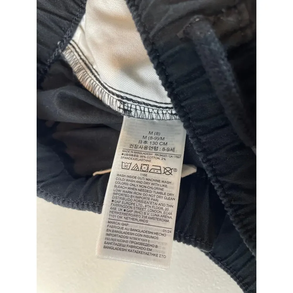Gap Boys Twill Cargo Joggers Black Size M (8) Cotton Relaxed Fit
